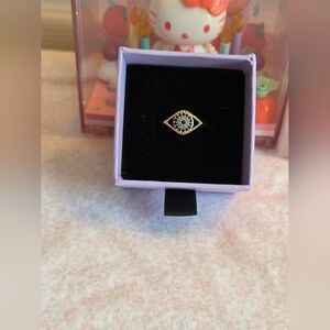 Evil Eye Ring Gold Adjustable – Crystal Turquoise Stackable